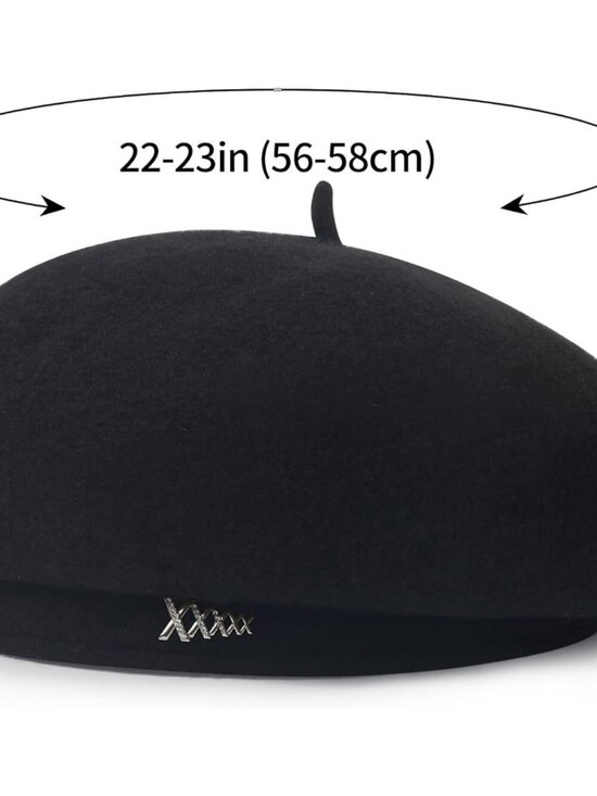 Women\'s French Wool Hats Fashion Solid Color Ladies Beret Caps Black